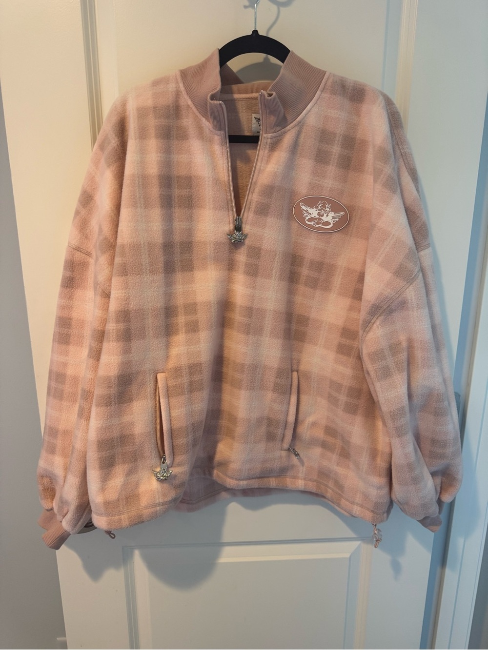Boys Lie  Alex On My Team A1 Quarter Zip Pullover Pink Plaid - Picture 4 of 8